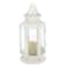 8" White Metal Victorian Lantern with Floral Cutouts
